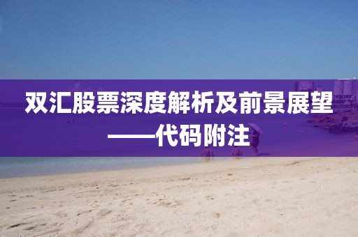 雙匯股票深度解析及前景展望——代碼附注