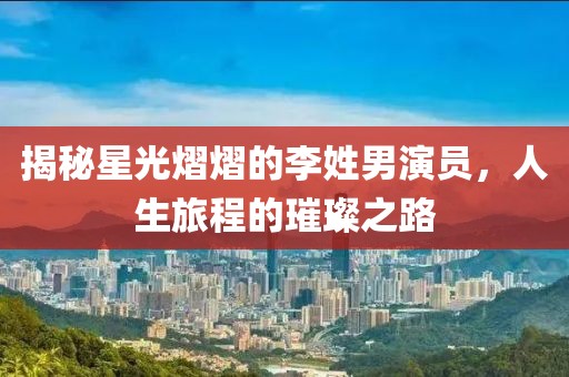 揭秘星光熠熠的李姓男演員，人生旅程的璀璨之路