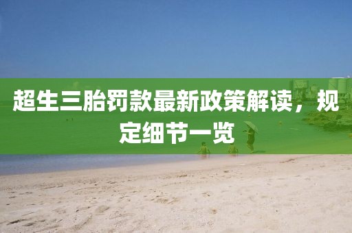 超生三胎罰款最新政策解讀，規(guī)定細(xì)節(jié)一覽