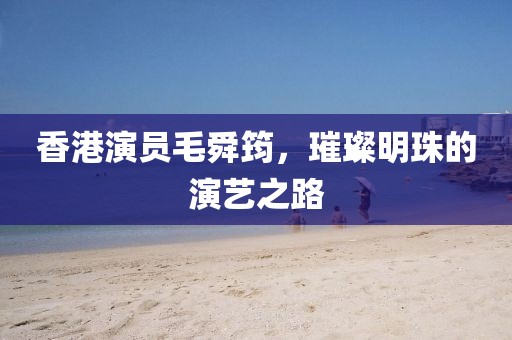 香港演員毛舜筠，璀璨明珠的演藝之路