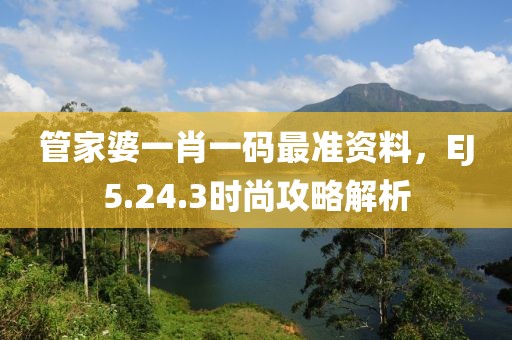管家婆一肖一碼最準(zhǔn)資料，EJ5.24.3時(shí)尚攻略解析