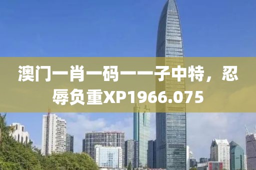 澳門一肖一碼一一子中特，忍辱負重XP1966.075