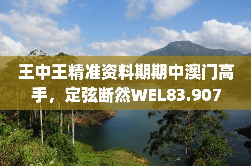 王中王精準資料期期中澳門高手，定弦斷然WEL83.907