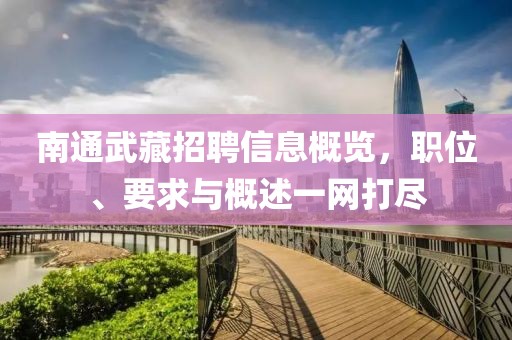 南通武藏招聘信息概覽，職位、要求與概述一網(wǎng)打盡
