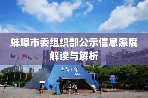 蚌埠市委組織部公示信息深度解讀與解析