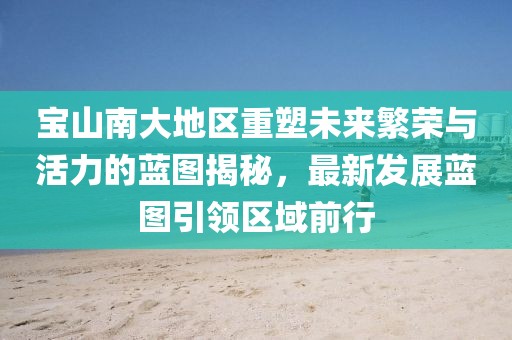 寶山南大地區(qū)重塑未來繁榮與活力的藍圖揭秘，最新發(fā)展藍圖引領區(qū)域前行